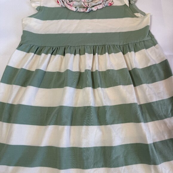 Matilda Jane Girls Striped Dress Size 6 Green/Cream Cap Sleeve Ruffle Collar - Picture 5 of 11